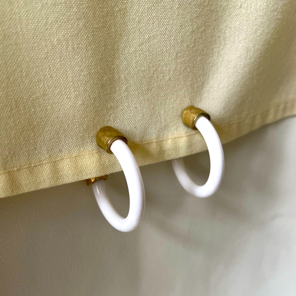 Vintage Gold and White Hoop Earrings - Picture 9 of 16